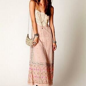 Free People Cream and Pink Jumpsuit